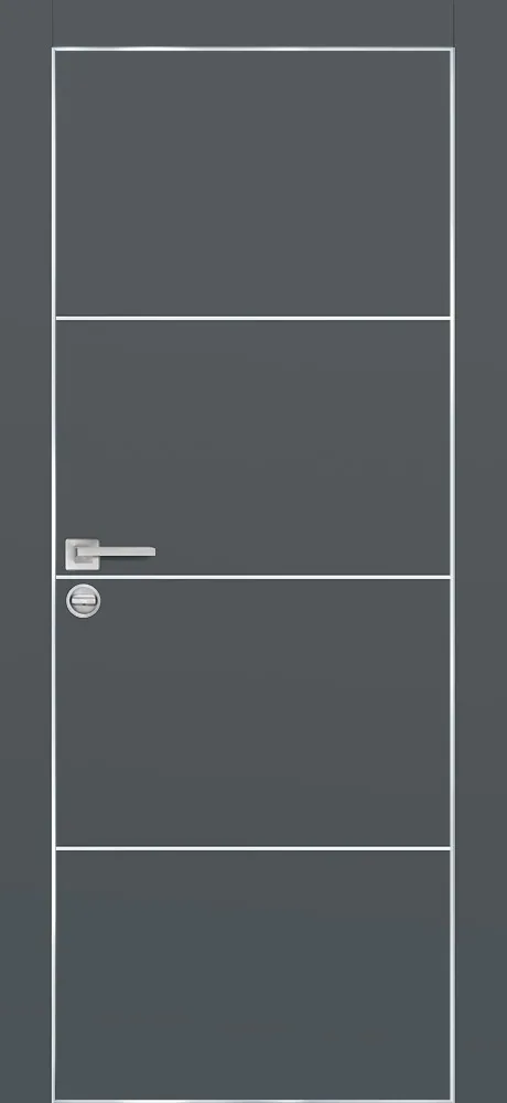 Межкомнатная дверь PX-2  AL кромка с 4-х ст. Графит матовый