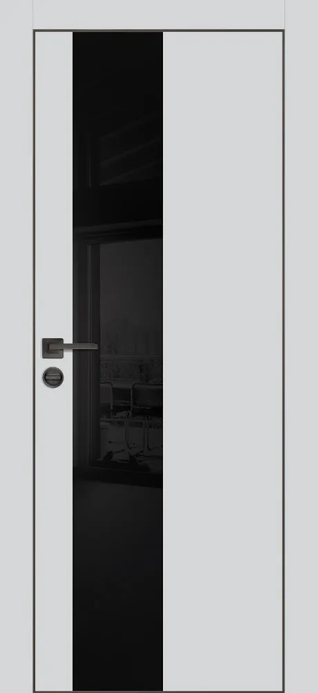 Межкомнатная дверь PX-6 черная кромка с 4-х ст. Сапфир матовый